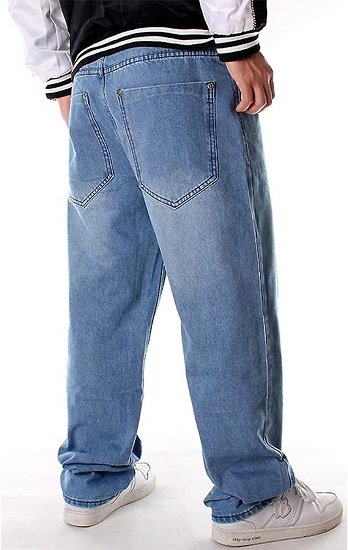 Men's Relaxed Fit Classic Jeans Baggy Comfort Plain Hip Hop Denim Pants