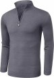 Men's Quarter Zip Up Long Sleeve Sweaters Slim Fit Neck Pullover Casual Polo Sweater