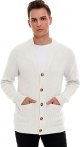 Men's Long-Sleeve Cardigan Sweater Soft Cable Knit Sweater for Men