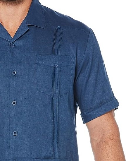 Men's 100% Linen Four-Pocket Short Sleeve Button-Down  Shirt